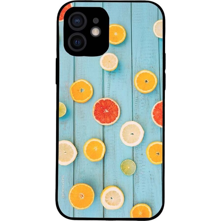 Husa telefon Sonique Fruit Series pentru Apple iPhone 12, silicon, imprimeuri cu fructe, multicolor