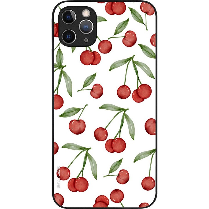 Husa telefon Sonique Fruit Series, pentru Apple iPhone 11 Pro Max, imprimeuri cu fructe, silicon, rosie