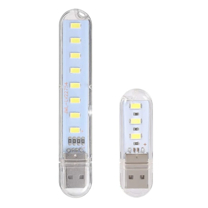 Set lămpi LED USB Dactylion, 3W 5V, 8 LED-uri și 3 LED-uri, alb rece, utilizare birou și compactă