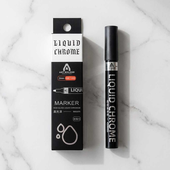 Marker Permanent Cromat Luxer 2mm Argintiu, Efect Oglinda, Uscare 12h