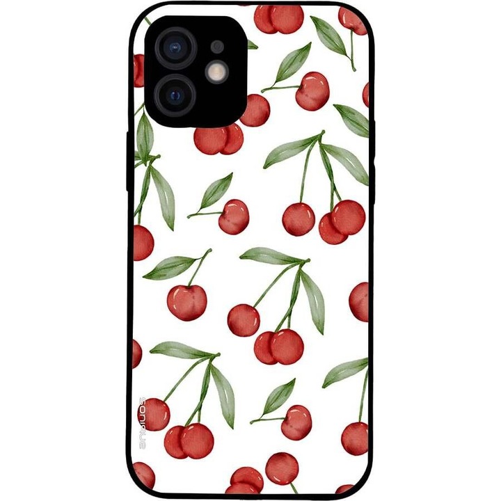Husa telefon Sonique Fruit Series, pentru Apple iPhone 12, imprimeu fructe, silicon, rosie
