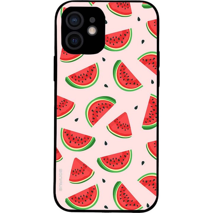Husa telefon Sonique Fruit Series pentru Apple iPhone 12, imprimeu fructe, silicon, multicolor