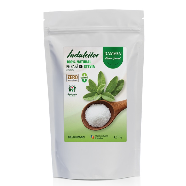 Indulcitor Stevia 1kg, Ramyan, fara calorii, versatil