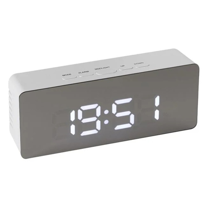 Statie Meteo cu Ceas Oglinda & LED 14.5x4x8cm