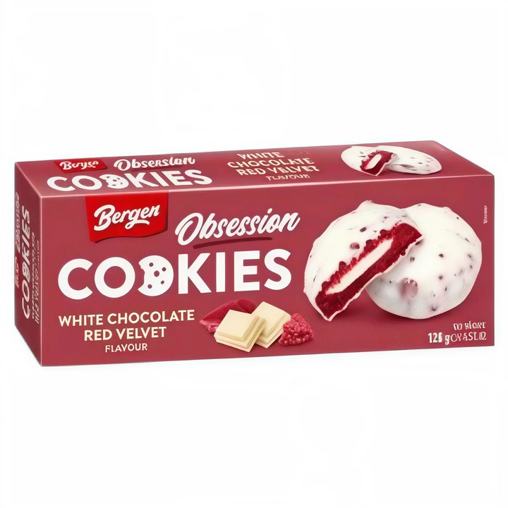 Biscuiti Bergen Obsession ciocolata alba si red velvet, 128g, set