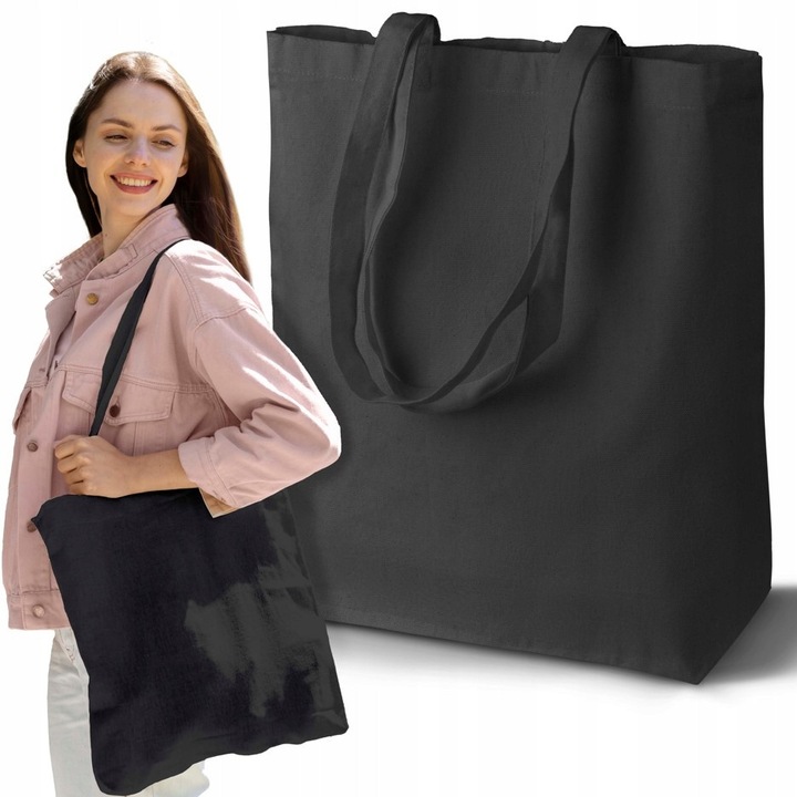 Geanta din bumbac, Allbag, 38x8x42cm, neagra, ecologica, 220g