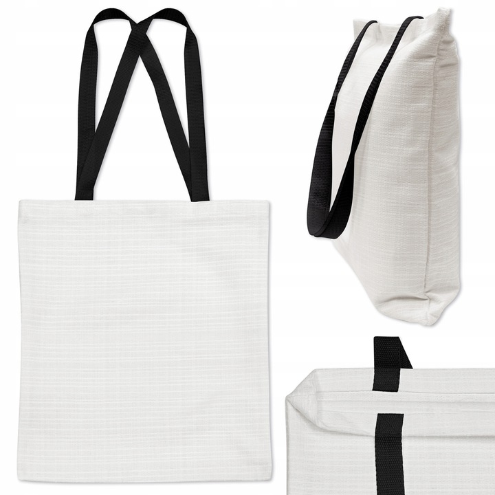 Geanta ecologica Allbag 38x42cm, alba, maner negru, 380g/m2