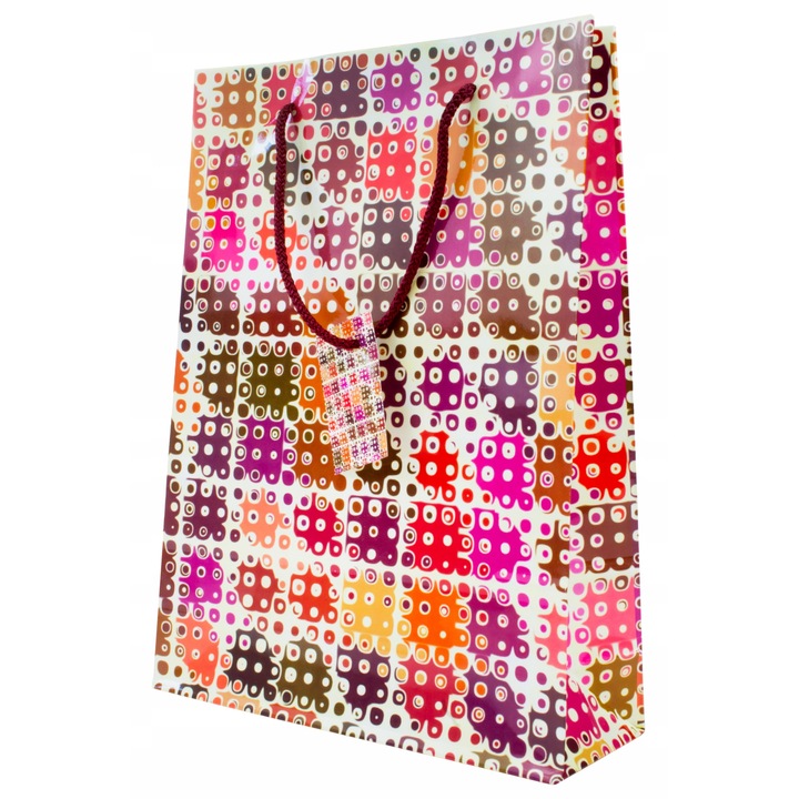 Torba prezentare laminata premium A4, multicolor, 24x10x32cm, set 1 buc.