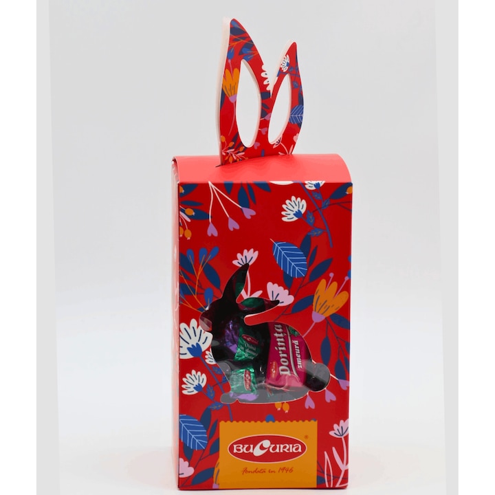 Cutie Cadou de Paște Iepuraș cu Bomboane Bucuria 750g, multicolor
