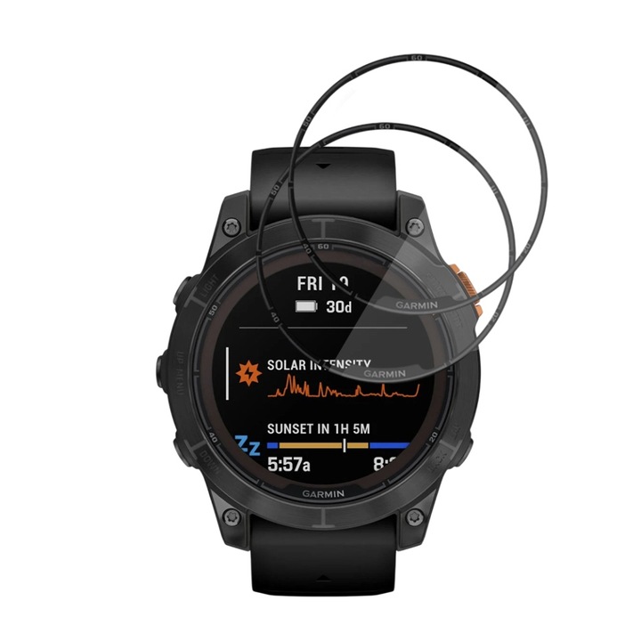Folie protectie pentru Garmin Fenix 7 Pro Solar, set 2x, flexibilitate maxima, Negru, 40x40mm