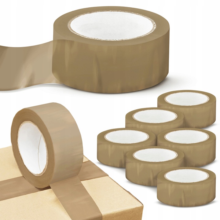 Set 6 benzi adezive maro 48mm x 90m, adeziv acrilic, rezistent