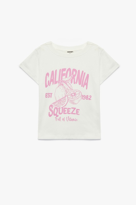 KOTON, Tricou cu design grafic, Alb