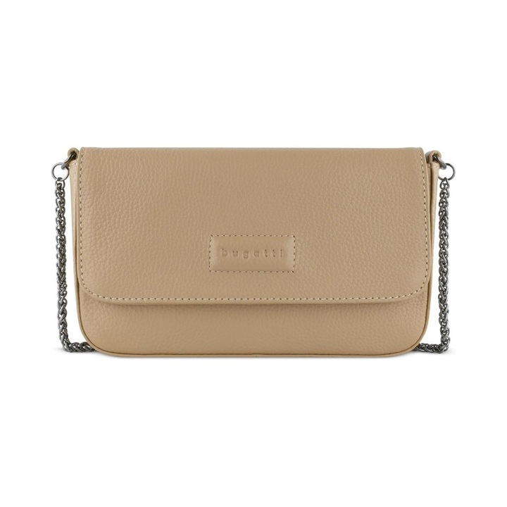 Bugatti Elsa női crossbody táska, valódi bőr, 3 részes szett, kulcstartó és kártyatartó, intelligens rendszerezés, modern design, bézs, 494612