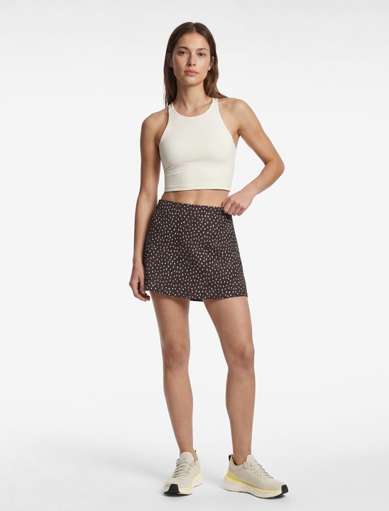 KOTON, Fusta slim fit cu pantaloni scurti interiori, Maro inchis/Alb murdar