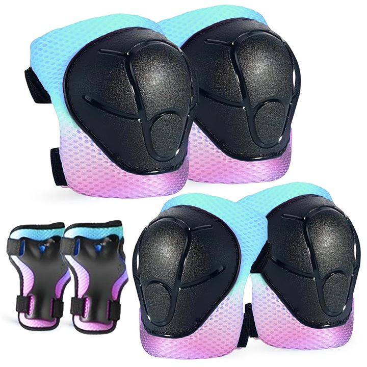 Set de echipament de protectie pentru copii Vitesthord®, inclusiv genunchiere, cotiere si aparatori pentru incheieturi, potrivit pentru skateboarding, role, ciclism si alergare, potrivit pentru copii cu varsta cuprinsa intre 3 si 14 ani, marimea M