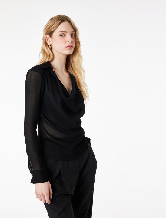 KOTON, Bluza cu decolteu drapat, Gri antracit