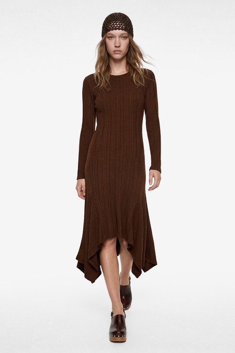 KOTON, Rochie asimetrica striata, Maro pamantiu