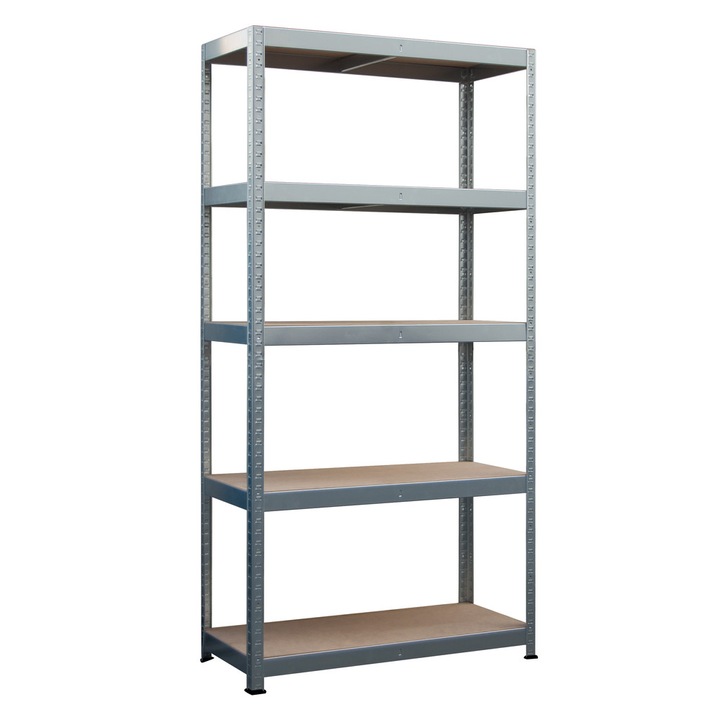 Raft metalic Metalkas, galvanizat, 5 polițe, placă HDF, 180×90×40 cm