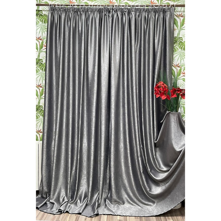 Set doua draperii blackout, culoare stone gray, colectia "Monocrom" by Liz Line, cu rejansa, 2x200x245cm - SD0632