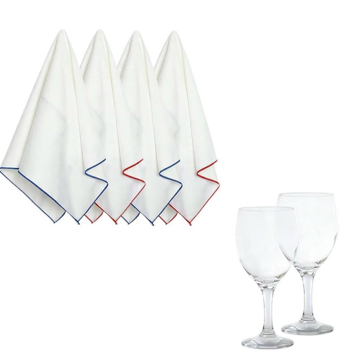 4 db mikroszálas kendő üvegtisztításhoz, 40x30cm, fehér