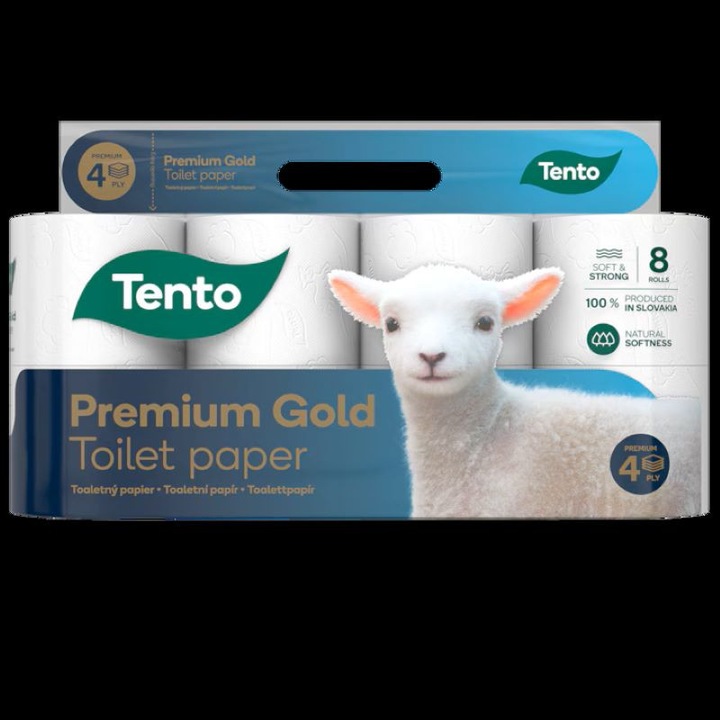 Hartie igienica Tento Premium Gold, 8 role, 4 straturi