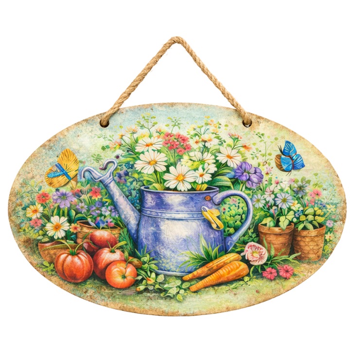 Placuta decorativa Stropitoare in gradina, semn decorativ, PVC, print 2D rezistent UV, cu sfoara pentru prindere