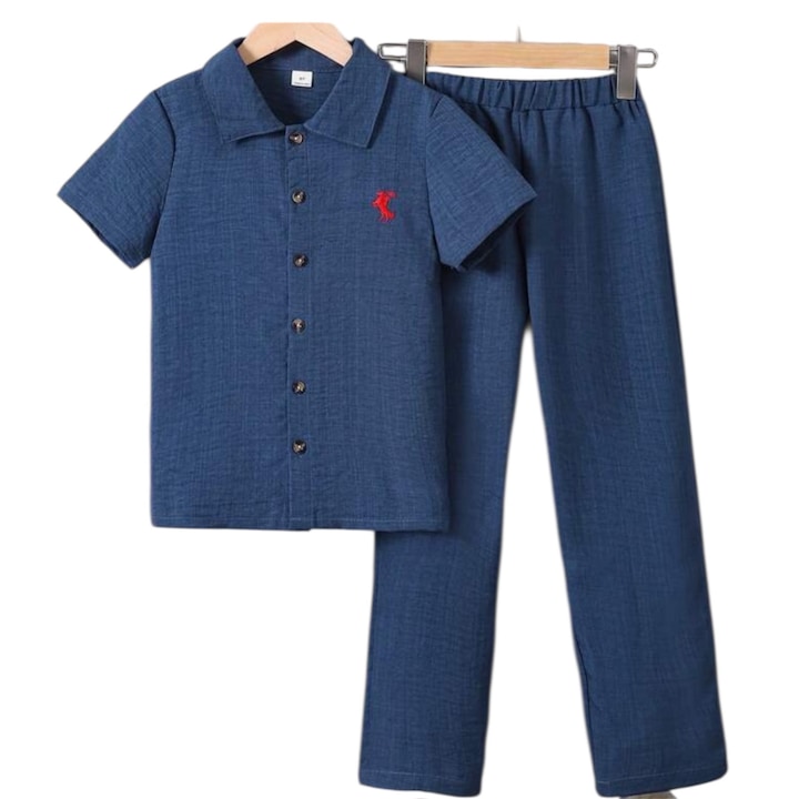 Set camasa si pantaloni bleumarin, pentru copii, 9 ani