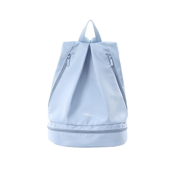 Плажна раница с отделни отделения за мокри и сухи предмети, водоустойчива, с отделни места за дрехи и обувки, регулируеми презрамки, 32*40*20 см, синя