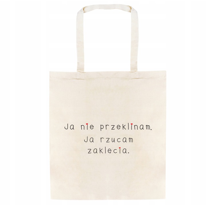 Geanta de bumbac, Allbag, 38x42cm, ECRU, imprimeu amuzant, manere lungi 70cm