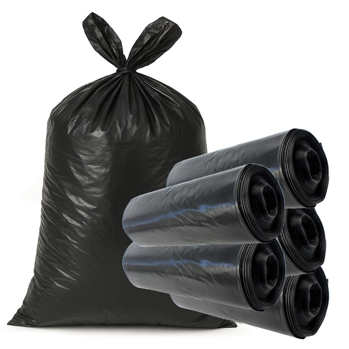 Sac de gunoi profesional, BB TAPES, 120L, grosime 80mm, negru, set 5 bucati