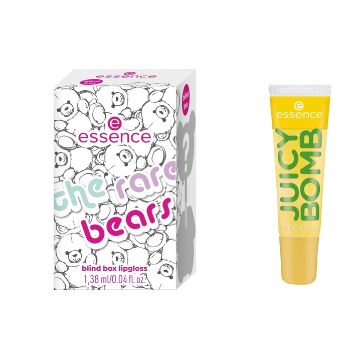 Set 2 Luciuri de buze Essence, JUICY BOMB Shiny Lipgloss - 106 Mellow Mango si Luciu de buze The Rare Bears, Multicolor Glitter