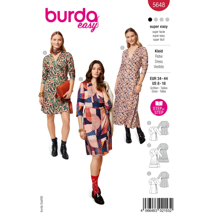 Burda Style 5648 női ruhaminta, többméretes 34-44