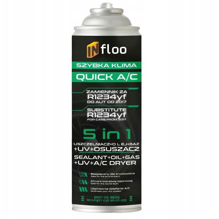 Set auto, Infloo, 1x R1234yf 5in1, Pasta polizat 4in1, 3x Microfibra, auto dupa 2017, incarcare clima, eliminare zgarieturi, luciu oglinda, service DIY rapid