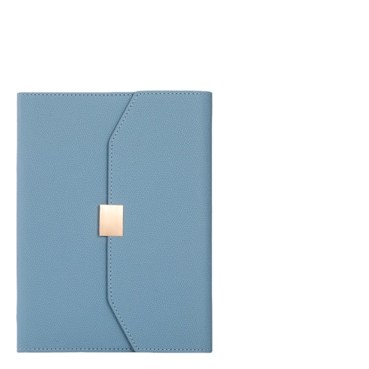 Caiet de birou A5, cu pagini detasabile, prevazut cu suport pentru carduri, 100 de pagini, din material PU, cu inchizatoare magnetica metalica, albastru