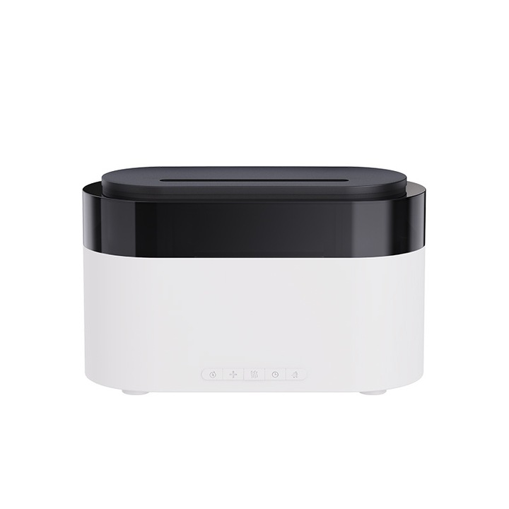 Difuzor de aroma cu ceas, cu iluminare, 3 moduri de iluminare, 0, 5 L, cu ultrasunete, cu telecomanda si functionare mecanica, alimentare prin USB, din rasina, 20, 910 × 12 cm, alb