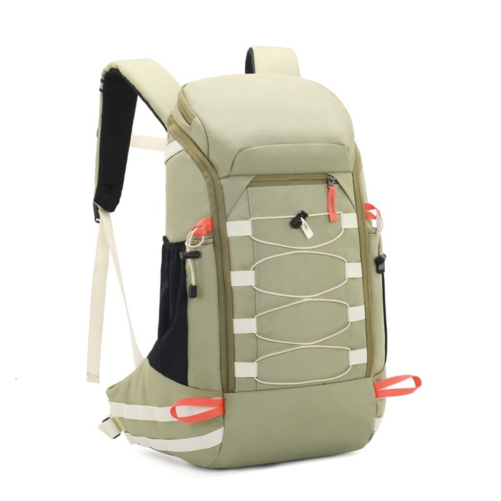 Rucsac de drumetie, 40 L, usor, sistem de purtare multifunctional, ORBER, potrivit pentru drumetii in aer liber, cu husa de ploaie, bretele curbate, respirabil, impermeabil poliester + tesatura Oxford, 30 × 55 × 5 cm, verde