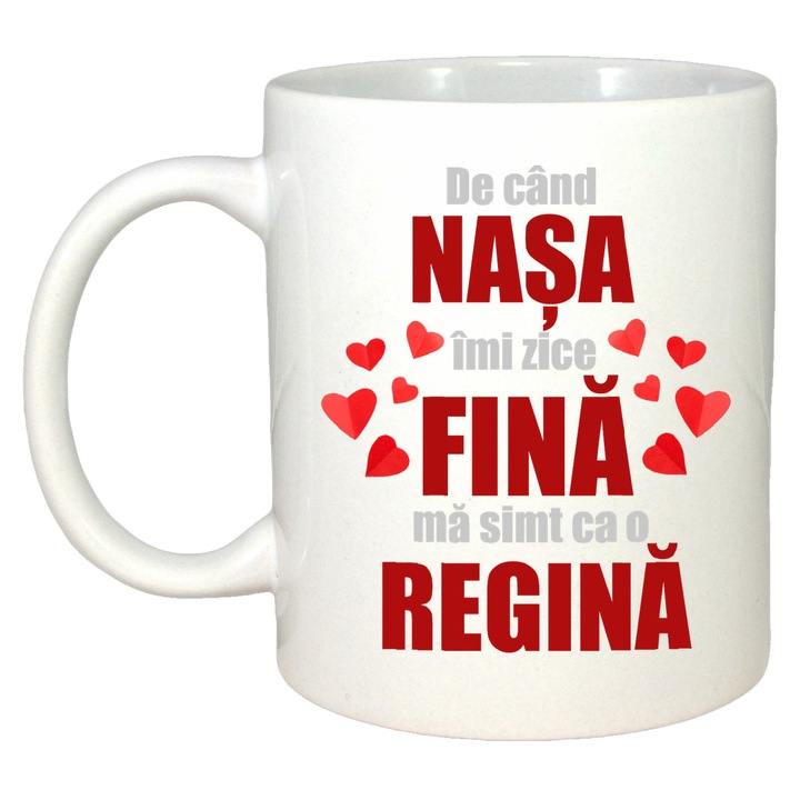 Cana ceramica CRI-FLO alb, mesaj rosu, 330 ml, cadou, sarbatori