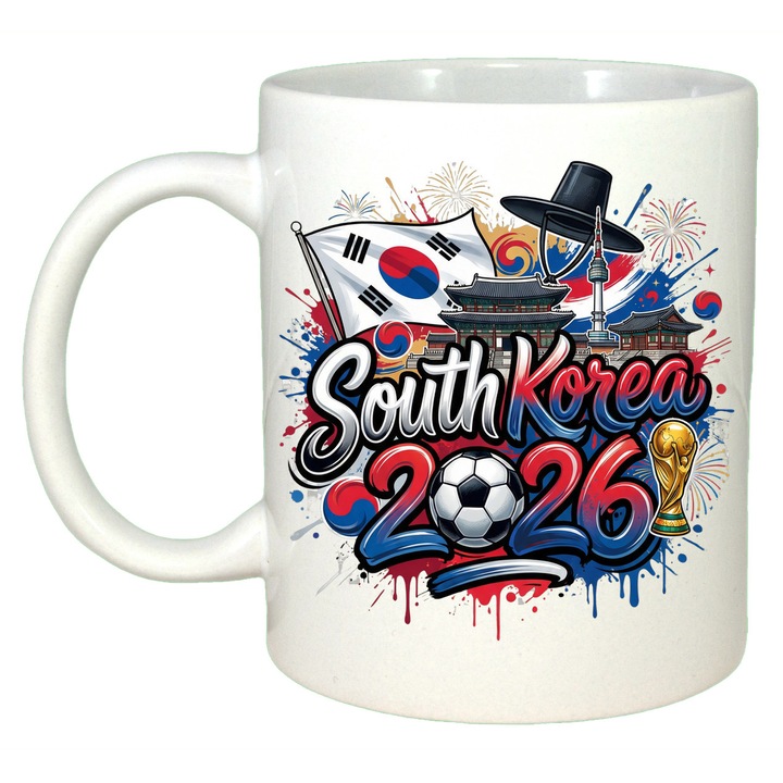 Cana Ceramica CRI-FLO World Cup 2026, Alb, 330 ml