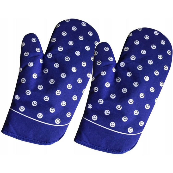 Set 2 Mânusi de Bucatarie Albastre cu Magneti, Design Retro, 30x17cm
