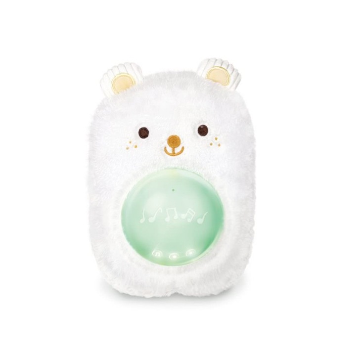 Jucarie interactiva bebelusi cu sunete naturale zgomot alb si functie inregistrare, Ursulet alb, +0 luni