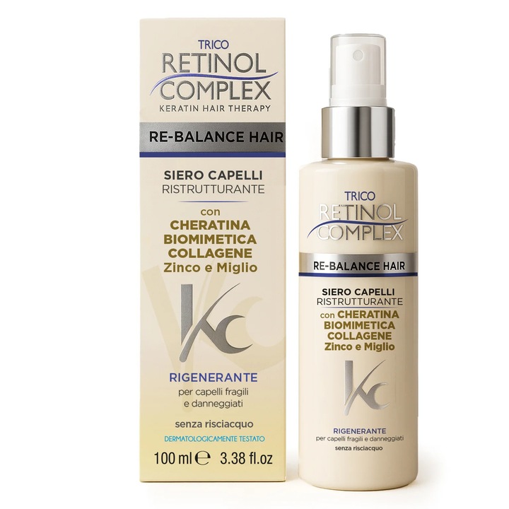 Ser restructurant Retinol Complex, 100 ml, keratina biomimetica, colagen, pentru par degradat