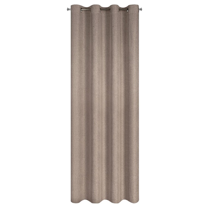 Draperie maro din tesatura mata cu tesatura naturala vizibila 140x250 cm cu inele - ADELINA Eurofirany