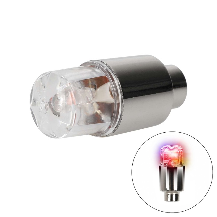 Capac ventil LED pentru trotineta electrica, Argintiu, Multicolor