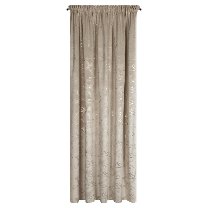 Bézs, pezsgő színű, bársony függöny, csillogó mintával díszítve, 140x270 cm, szalaggal - RAJA Eurofirany