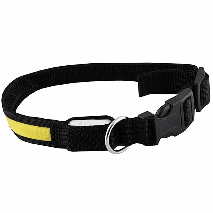 Zgarda LED pentru Caine si Pisica, Universala, 3 Moduri de Iluminare, Impermeabila, 34-42 cm, Galben