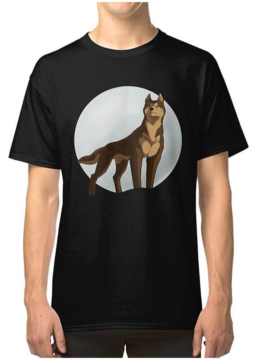 Férfi póló, Ginga Nagareboshi Gin/Silver Fang, laza szabású, 100% pamut, fekete