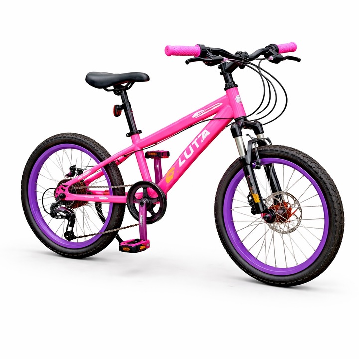 LUTTA 20 hüvelykes gyermek kerékpár, tárcsafékek, Shimano 7 sebességes váltó, könnyű és tartós váz, első felfüggesztés, sport kerekek, MTB kerékpár 7-12 éves gyermekeknek