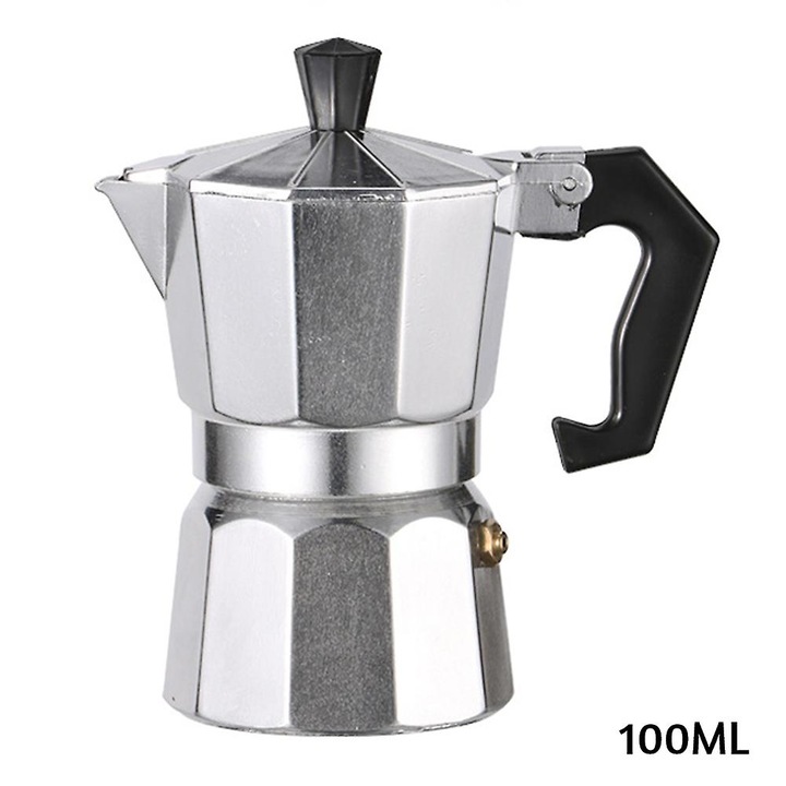 Kávéfőző tűzhelyre, 100ml, alumínium/inox, ergonomikus kialakítás