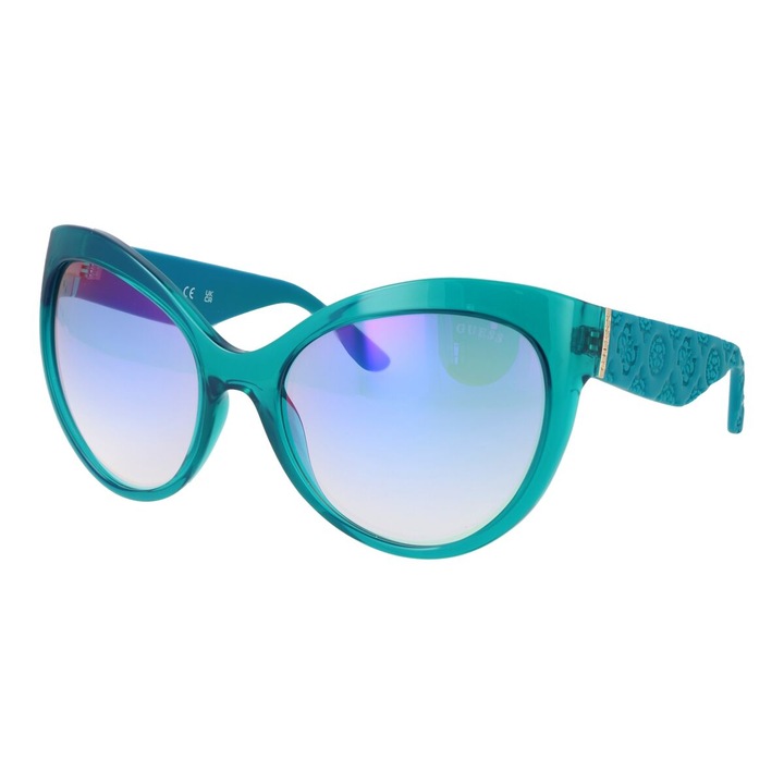 Ochelari de soare, Guess, GU00130 6187X, turcoaz, lentile Ø61 mm, design fluture, protectie UV400