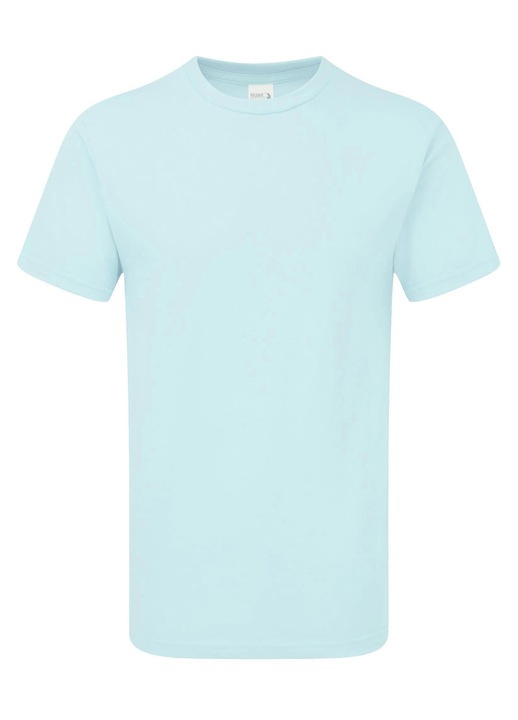 Férfi póló, nagy súlyú, bordázott gallér varrás nélkül, 100% pamut, chambray színű